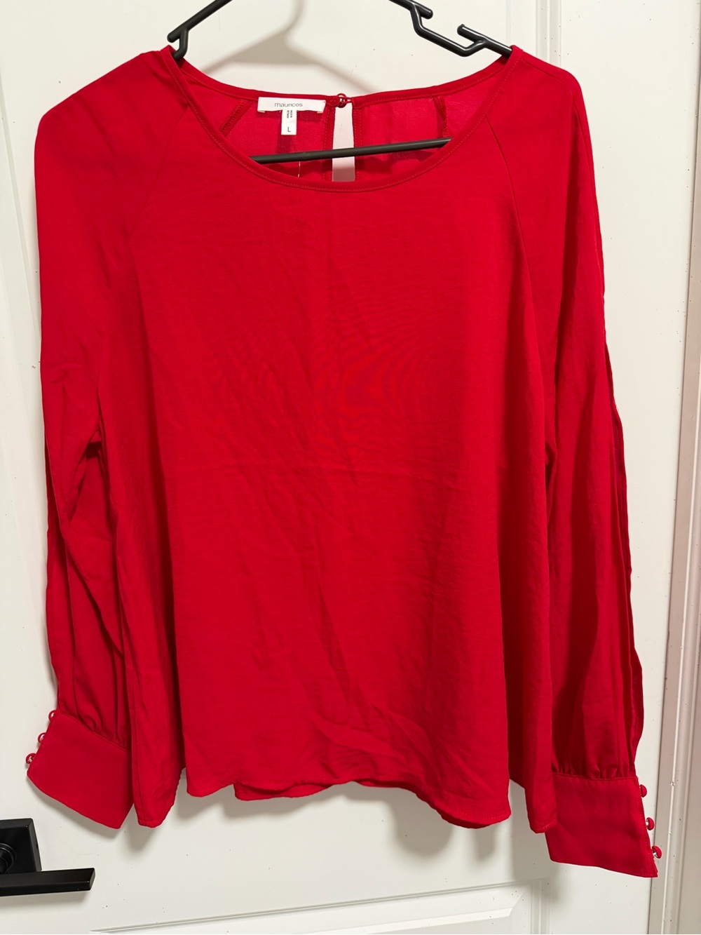 Vintage Bright Red Long-Sleeve Women's Top
